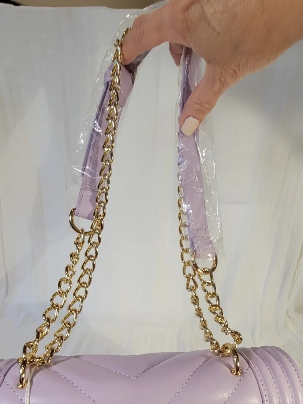 Valentino Orlandi Lavender Quilted Chain Crossbody Bag NWT